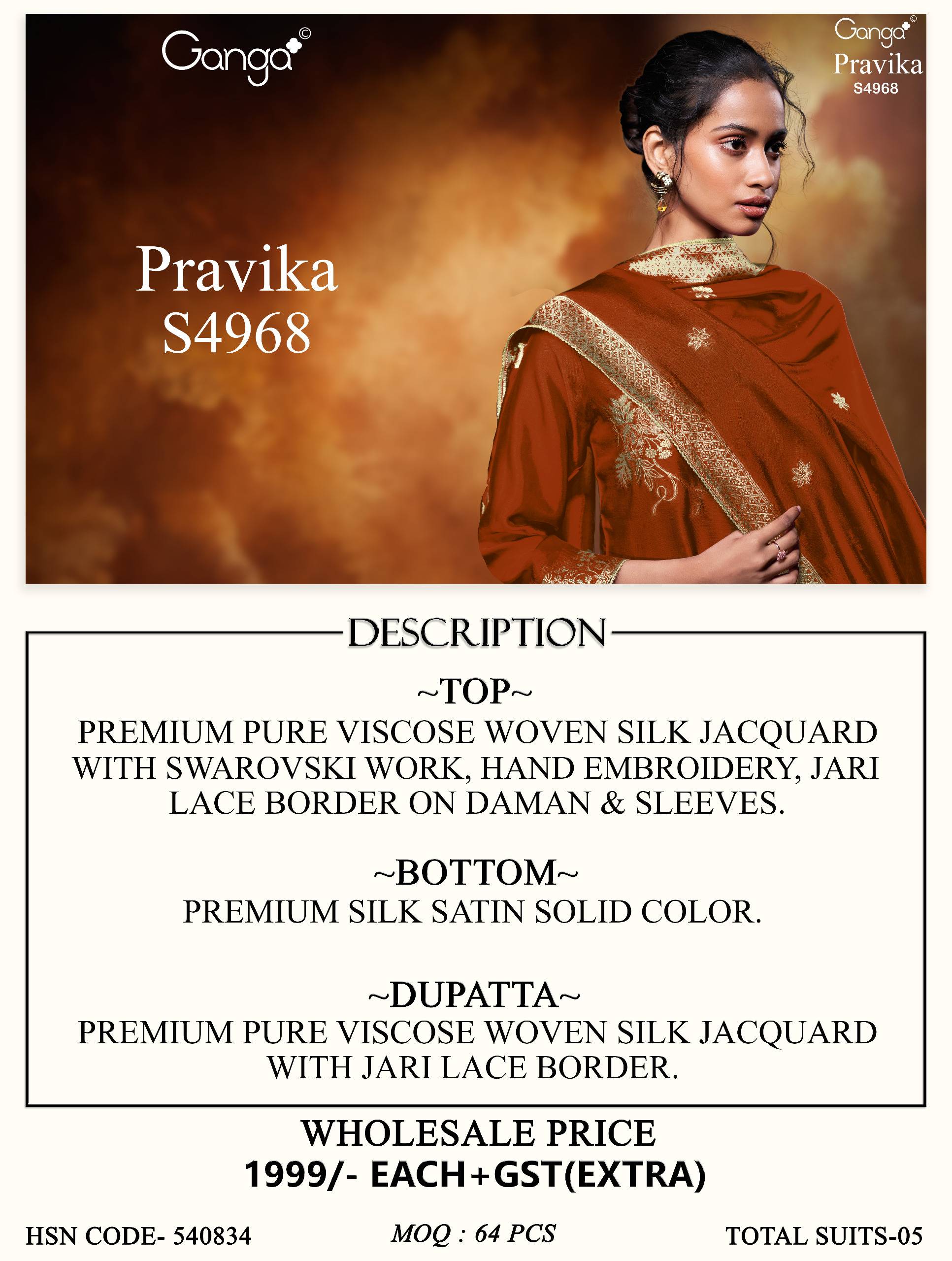 PRAVIKA 4968 SERIES By GANGAFASHION Stylish Beautiful Colourful Silk Dresses At Wholesale Price